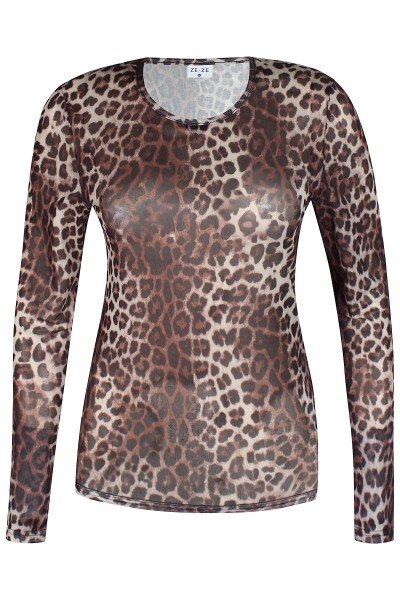 Mesh Shirt Leo Print black