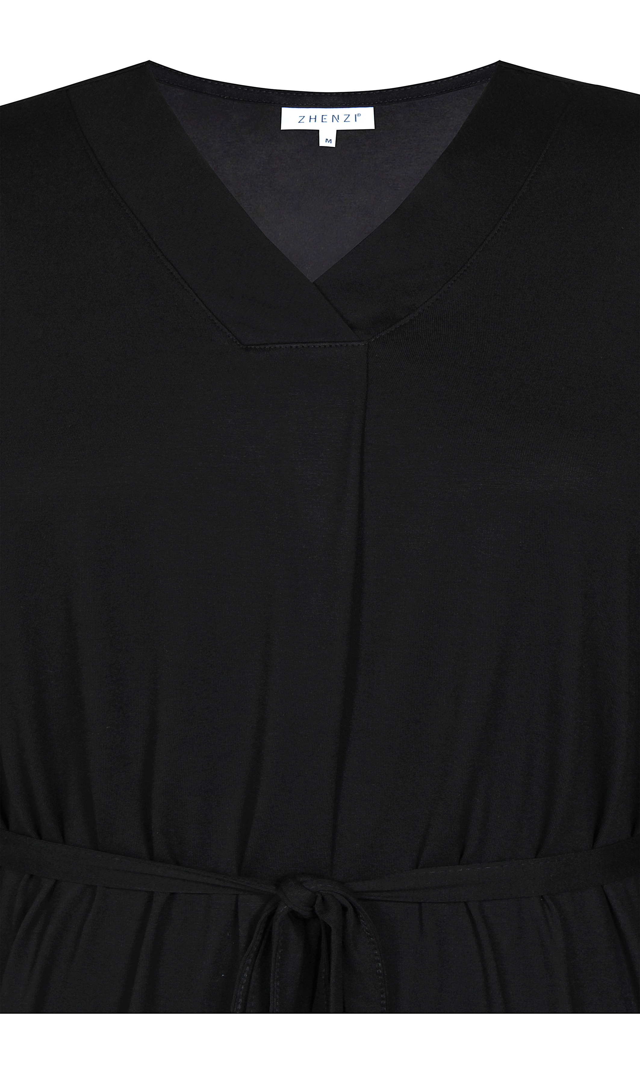 Zhenzi Kleid Jersey mit V SEGO | schwarz Fashion Shop - Ausschnitt