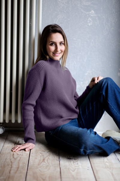 Pullover Stehkragen plum