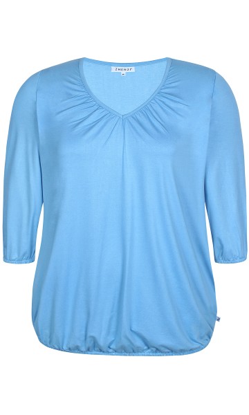 Shirt A-Linie mit V - Ausschnitt blau